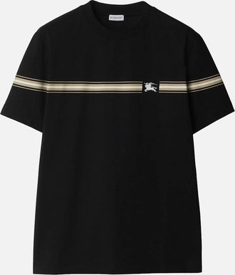 Burberry Mens Burberry Striped Equestrian Knight Logo T-Shirt in Black - Size: 44