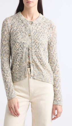 Veronica Beard Drummond Semisheer Cotton Blend Cardigan in Dove Multi at Nordstrom, Size X-Large