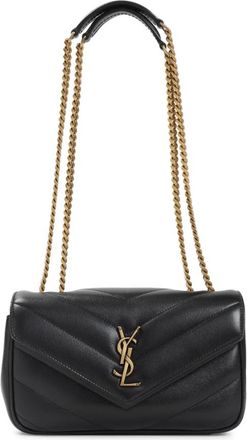 Saint Laurent Shoulder Bags, female, Black, ONE SIZE, LouLou Black Leather Shoulder Bag