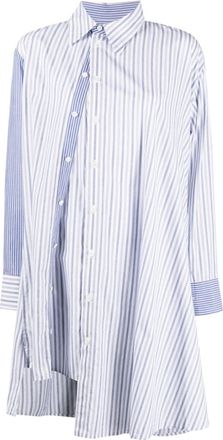 Yohji Yamamoto asymmetric striped cotton shirt - women - Cotton - 2 - White