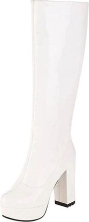 Generic Women Knee High Platform Boots Patent Leather Winter Fashion Outdoor Casual Boot