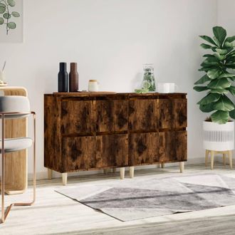 vidaXL Aparadores 2 Uds Madera Contrachapada Roble Ahumado 60x35x70 Cm Vidaxl