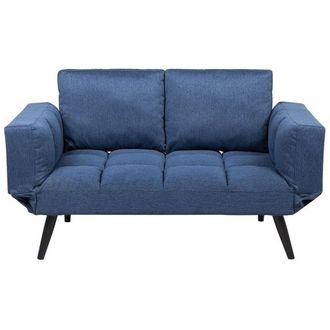 Beliani Beliani - Sof&aacute; Cama 2 Plazas Azul Marino Reposabrazos Ajustables Estilo Minimalista Brekke