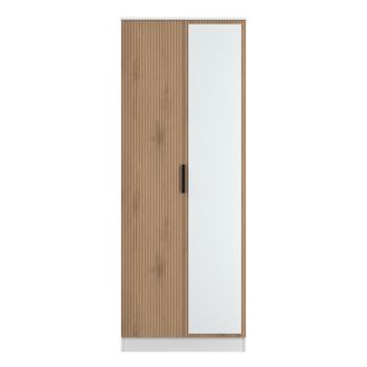 Lewis's Java Tall 2 Door Mirrored Robe in Slatted Effect / White - Ready Assembled - Lewiss Home | TJ Hughes