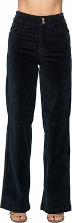 Judy Blue High Waist Wide Leg Corduroy Trouser In Overdyed Emerald