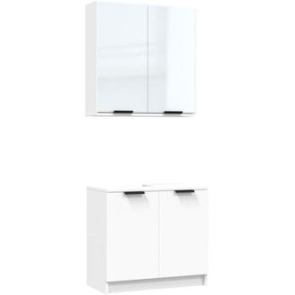 vidaXL 2 Piece Bathroom Cabinet Set White Engineered Wood Vidaxl
