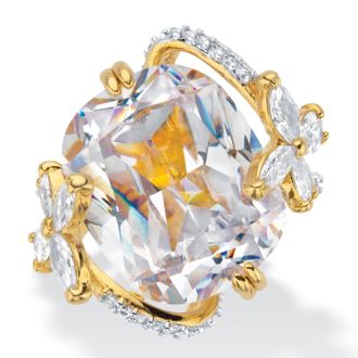 Palm Beach Jewelry 9.8 Cttw. Cushion-Cut Cubic Zirconia Butterfly Cocktail Ring Gold-Plated
