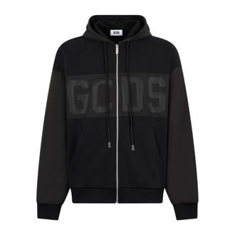 GCDS Logo-detail Zip-up Hoodie - Heren - Vesten met rits - Zwart - L - Katoen - Hoodies & sweatvesten