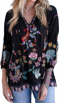 Johnny Was Margot 3/4 Sleeves Blouse In Black