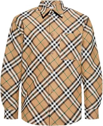 Burberry Geruit overhemd met lange mouwen - Heren - Casual Overhemden - Beige - S - Overhemden