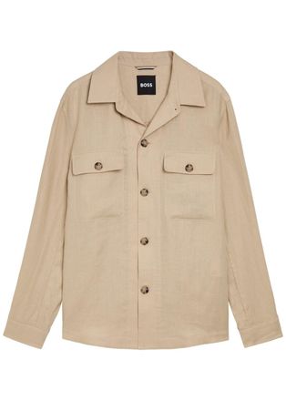 BOSS Boss Linen Overshirt - Beige - 54 (IT54 / Xxl)