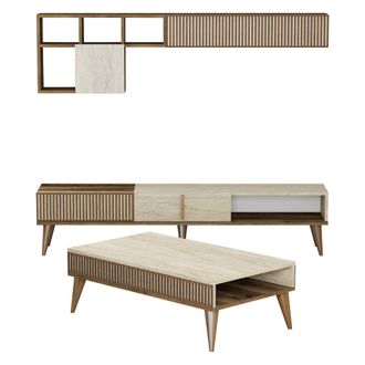 Dmora Set Muebles De Sal&oacute;n Cassacco, Modular, 9 Estantes, 2 Puertas, Marr&oacute;n