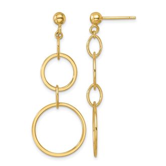 Diamond2Deal 14K Yellow Gold Circle and Oval Link Drop Dangle Earrings