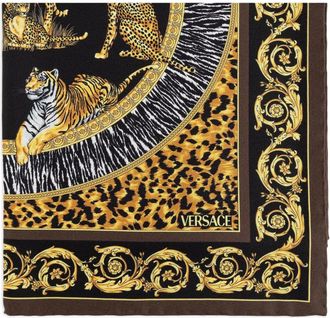 Versace Foulard Barocco in seta - Marrone