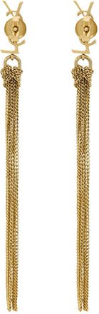 Saint Laurent Womens Earrings Cassandre Brass Metallic