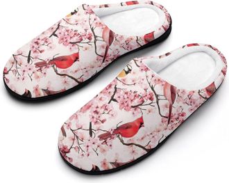Generic Cardinal Cherryflowers Mens Slippers Comfortable And Non-slip Cotton Slipper Shoe for House