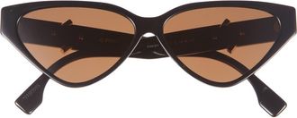 Fendi FF Diamonds 57mm Cat Eye Sunglasses in Shiny Black /Brown at Nordstrom