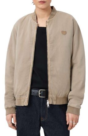 AllSaints Forres Cotton Twill Bomber Jacket in Dune Brown at Nordstrom, Size Xx-Large
