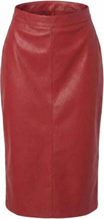 Pinko Gerbera Midi Rok - Dames - Kokerrokken - Rood - M - Leer - Rokken