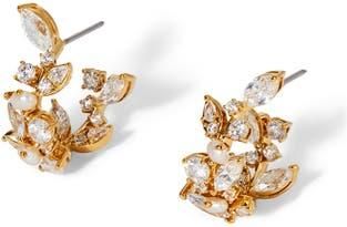 Nadri Ravish Cubic Zirconia & Cultured Pearl Mini Hoop Earrings in Gold at Nordstrom Rack