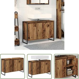 vidaXL Mobile da bagno industriale - Mobile da Bagno Legno vecchio 90 x 30 x 60 cm Legno multistrato