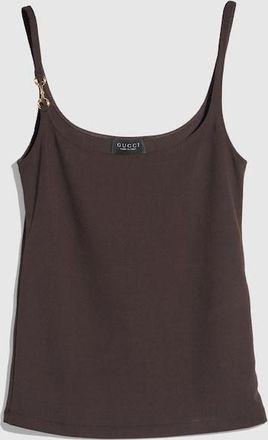 Gucci Viscose Cr&ecirc;pe Jersey Top With Horsebit, Brown, Ready-to-wear
