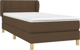 vidaXL Cama Box Spring Con Colch&oacute;n Tela Marr&oacute;n Oscuro 90x200 Cm Vidaxl