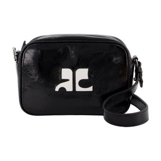 Courr&egrave;ges Womens Crossbody Bag Black Calfskin