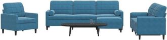 vidaXL Juego De Sof&aacute;s Con Cojines 4 Piezas Terciopelo Azul Vidaxl