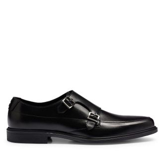 HUGO BOSS Hugo Mens Kerr Monk Shoes in Black Leather - Size UK 5