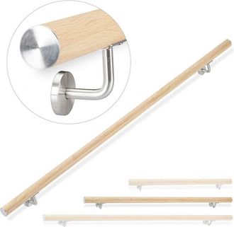 Relaxdays Relaxdays - Pasamanos Escalera Redondo Para Interior Y Exterior &Oslash; 42mm, Aluminio, Marr&oacute;n, 150 Cm