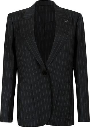 Givenchy Enkelrijig Gestreept Jasje - Dames - Blazers - Grijs - XS - Wol - Jassen