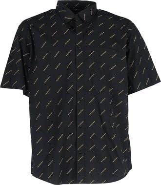 Balenciaga Balenciaga All Over Logo Shirt met korte mouwen in zwart katoen
