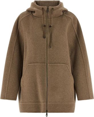 Max Mara Gradi Jas - Dames - Vesten met rits - Bruin - 3XS - Kasjmier - Hoodies & sweatvesten