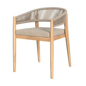 Rendez-Vous D&eacute;co Silla de jard&iacute;n de tela beige y madera de acacia