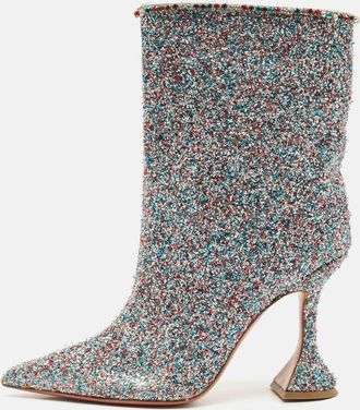 Amina Muaddi Multicolor Fabric And Glitter Mia Martini Ankle Length Boots