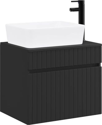 vidaXL Juego De Muebles De Ba&ntilde;o Negro Madera De Ingenier&iacute;a Vidaxl