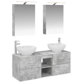 vidaXL Juego De Muebles De Ba&ntilde;o 5 Pcs Gris Hormig&oacute;n Vidaxl