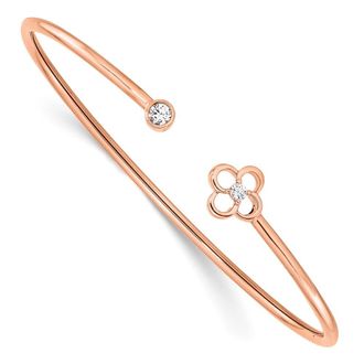 Diamond2Deal 14K Rose Gold 1/6 Ct Lab Grown Diamond Floral Flexible Bangle