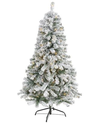 Nearly Natural 5ft Flocked Rock Springs Spruce Artificial Christ