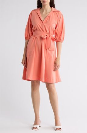 Calvin Klein Puff Sleeve A-Line Shirtdress in Melon at Nordstrom Rack, Size 10
