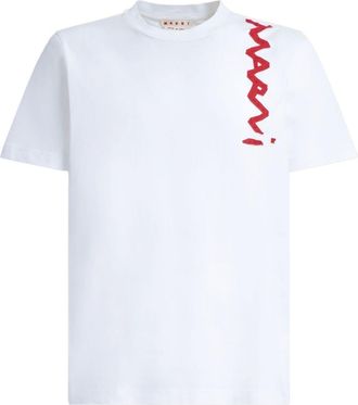 Marni Lettering-deteiling t-shirt - men - Cotton - 42 - White