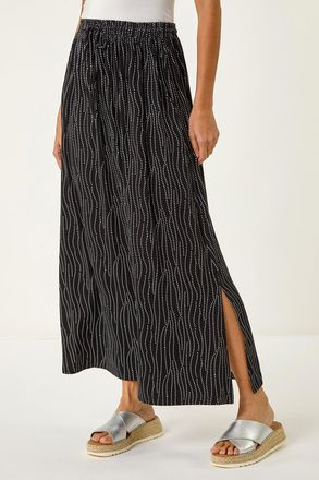 Roman Swirl & Spot Print A-line Skirt