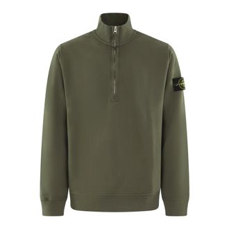 Stone Island Hoodies & sweatvesten, Heren, Groen, M, Groene Half Zip Sweater