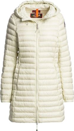 Parajumpers Womens Meredith Mossy Chalk Hooded Down Jacket - Beige Nylon - Size Small