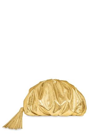 Rebecca Minkoff Ruched Faux Leather Clutch in Solid Gold at Nordstrom