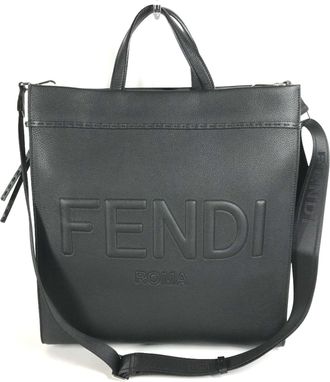 Fendi Black Leather Tote Bag (Pre-Owned)