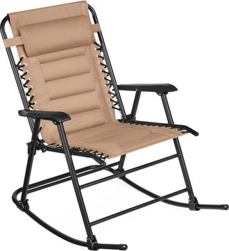 Best Choice Products Padded Folding Zero Gravity Rocking Chair with Headrest, Outdoor Camp Chair