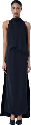 Sportmax Mouwmloze Maxi-jurk met Drapage - Dames - Maxi kleedjes - Zwart - S - Kleedjes