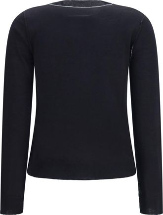 Maison Margiela Womens Wool-Blend T-Shirt With Contrast Details Black T-Shirts And Polos